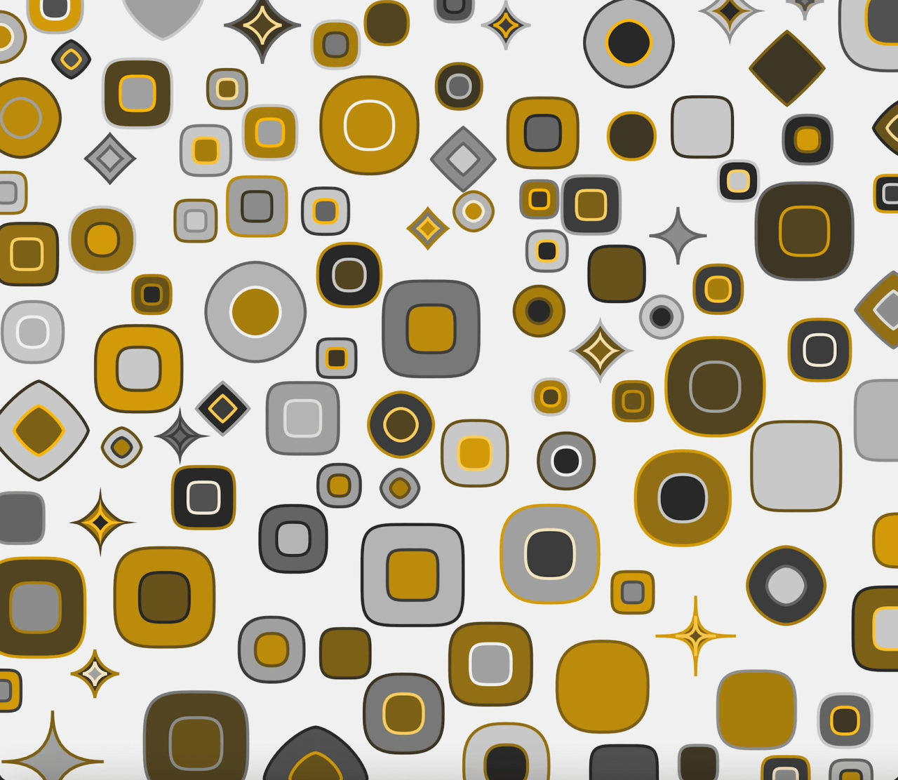 Grey, black, dark brown, and dark yellow squares with rounded edges against a white background