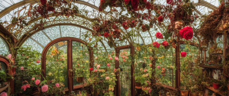 Fantasy greenhouse filled with roses